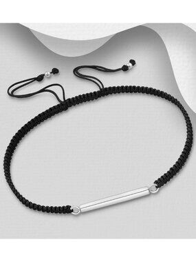 925 Sterling Silver Bar with Adjustable Thread Bracelet